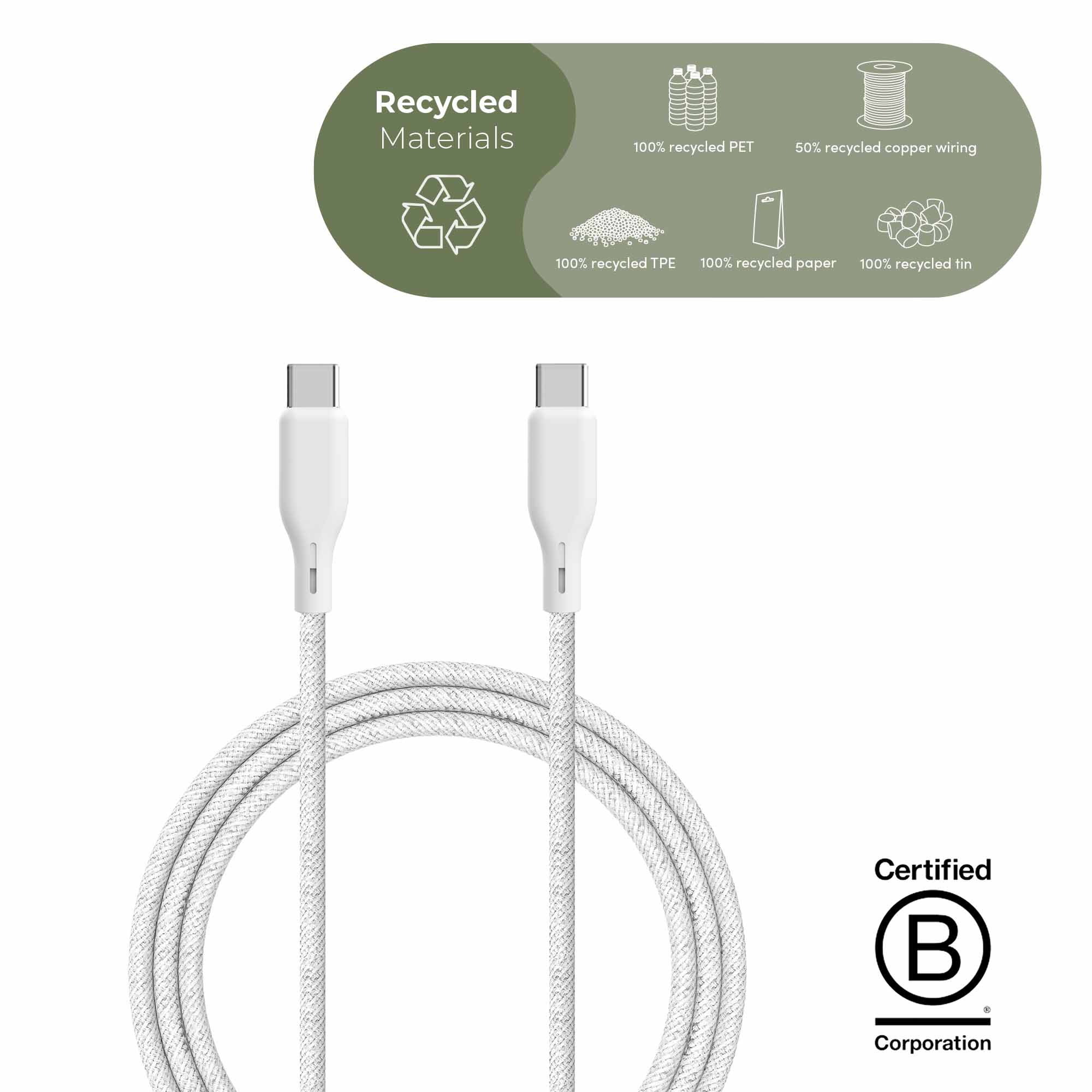ËSSENTIALS 100W USB-C til USB-C Kabel, 2.5m