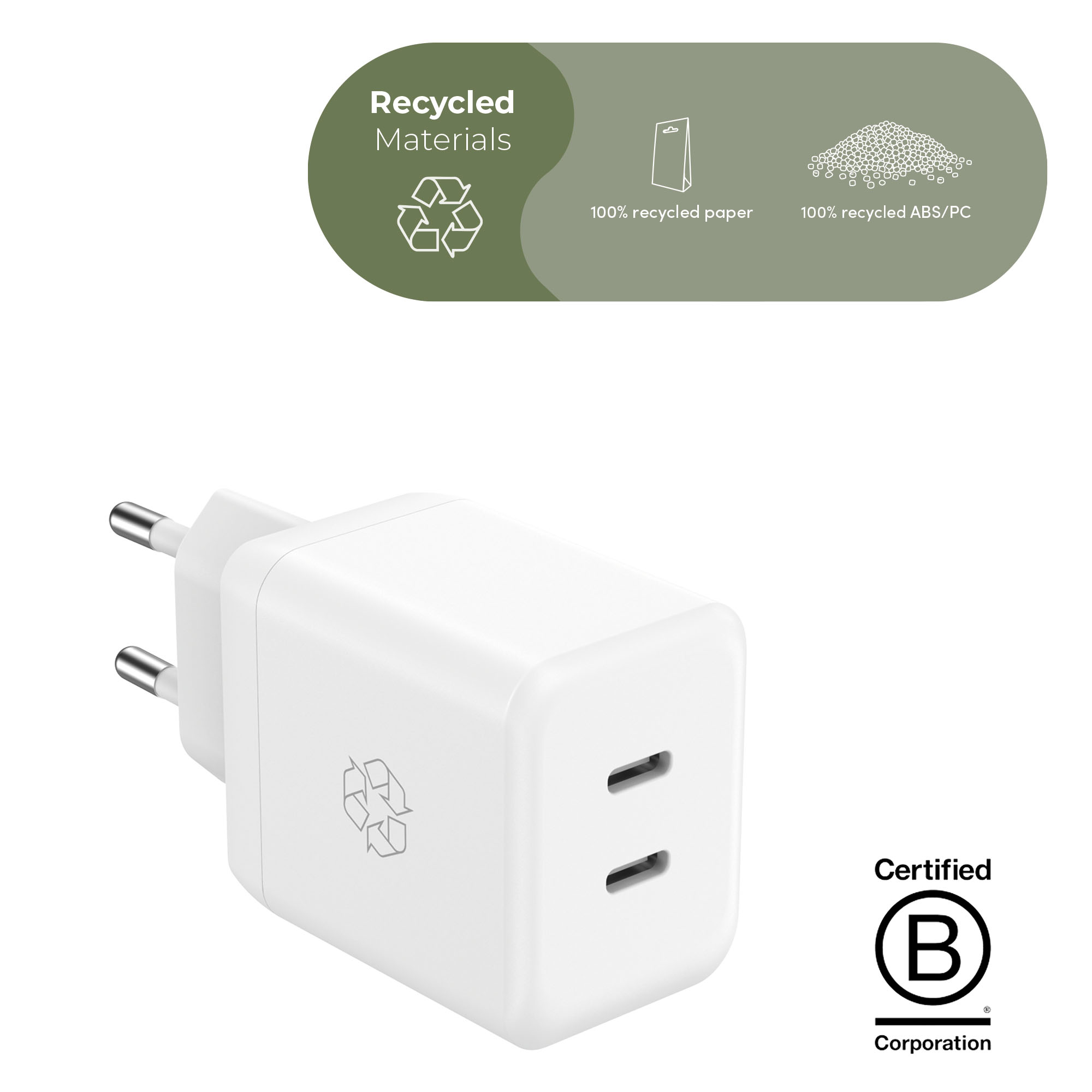 ËSSENTIALS 35W Dual USB-C GaN Oplader
